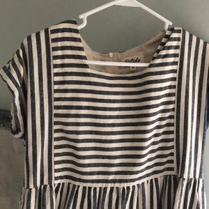 Striped baby doll dress with pockets